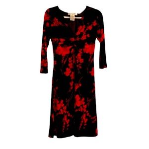 Evan Picone V Twist Accent Floral Dress